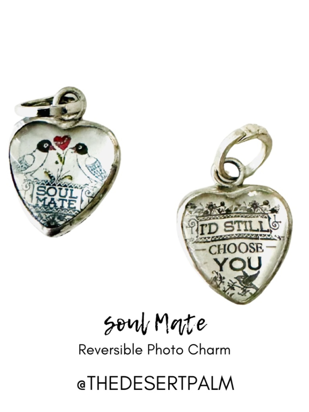 Soul Mate Reversible Charm | Romantic Heart Photo Pendant
